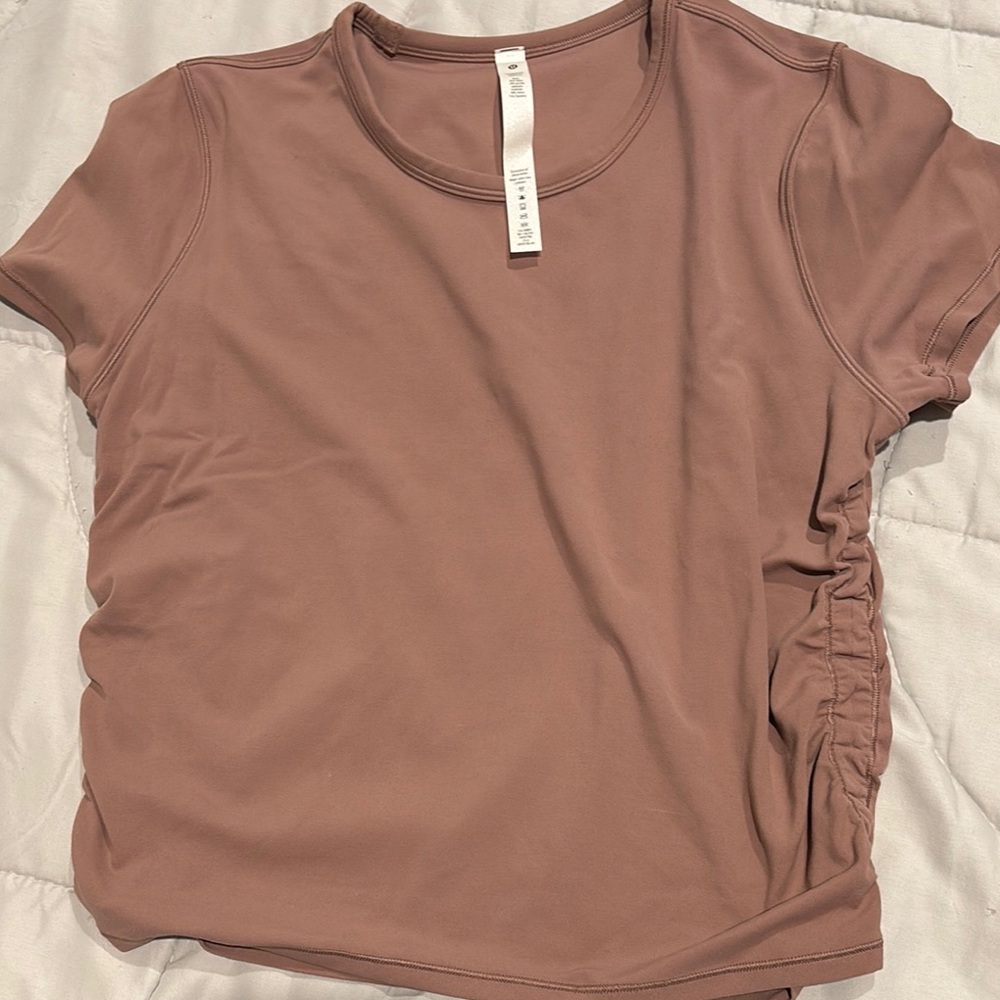 Lululemon Athletica Pink Ruched Short Sleeve Tee